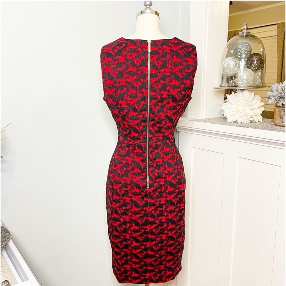 Calvin Klein Black & Red Woven Sheath Dress 8 Medium - Picture 5 of 10